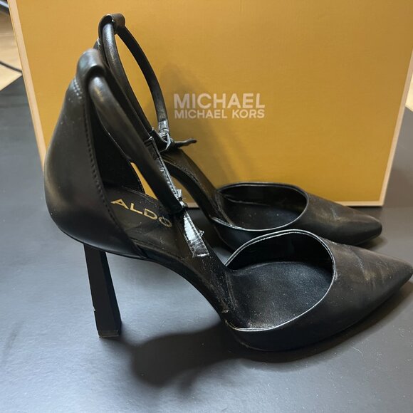 ALDO Black Leather Strap Heels — Size 6.5 - Picture 3 of 5